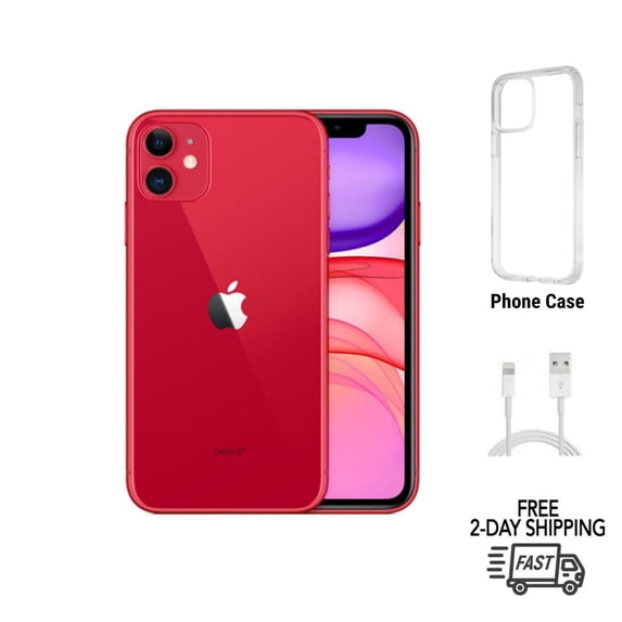 Restored Unlocked Apple iPhone 11 (A2111) Cell Phones 64GB 4GB RAM, 3110 mAh,Wireless Charging, Water-Resistant, Voice-Activated Red