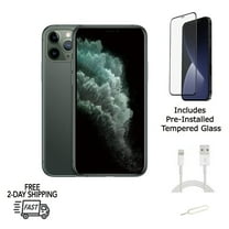 Restored Apple iPhone 11 Pro (Unlocked) 256GB Midnight Green (A2160) Bundle with Pre-Installed Tempered Glass (Refurbished)