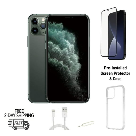 Restored Apple iPhone 11 Pro (Unlocked) 64GB Green (A2160) Bundle with Case & Screen Protector (Refurbished)
