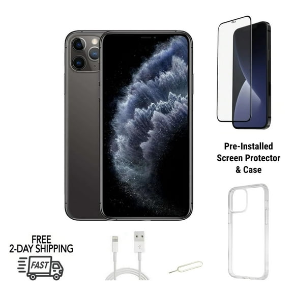 Restored Apple iPhone 11 Pro (Unlocked) 64GB Space Gray (A2160) Bundle with Case & Screen Protector (Refurbished)