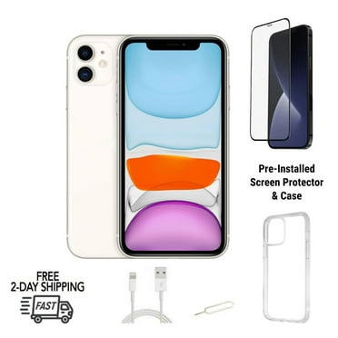 Restored Apple iPhone 11 Unlocked 256GB White with Case, Tempered Glass Screen Protector (Refurbished)