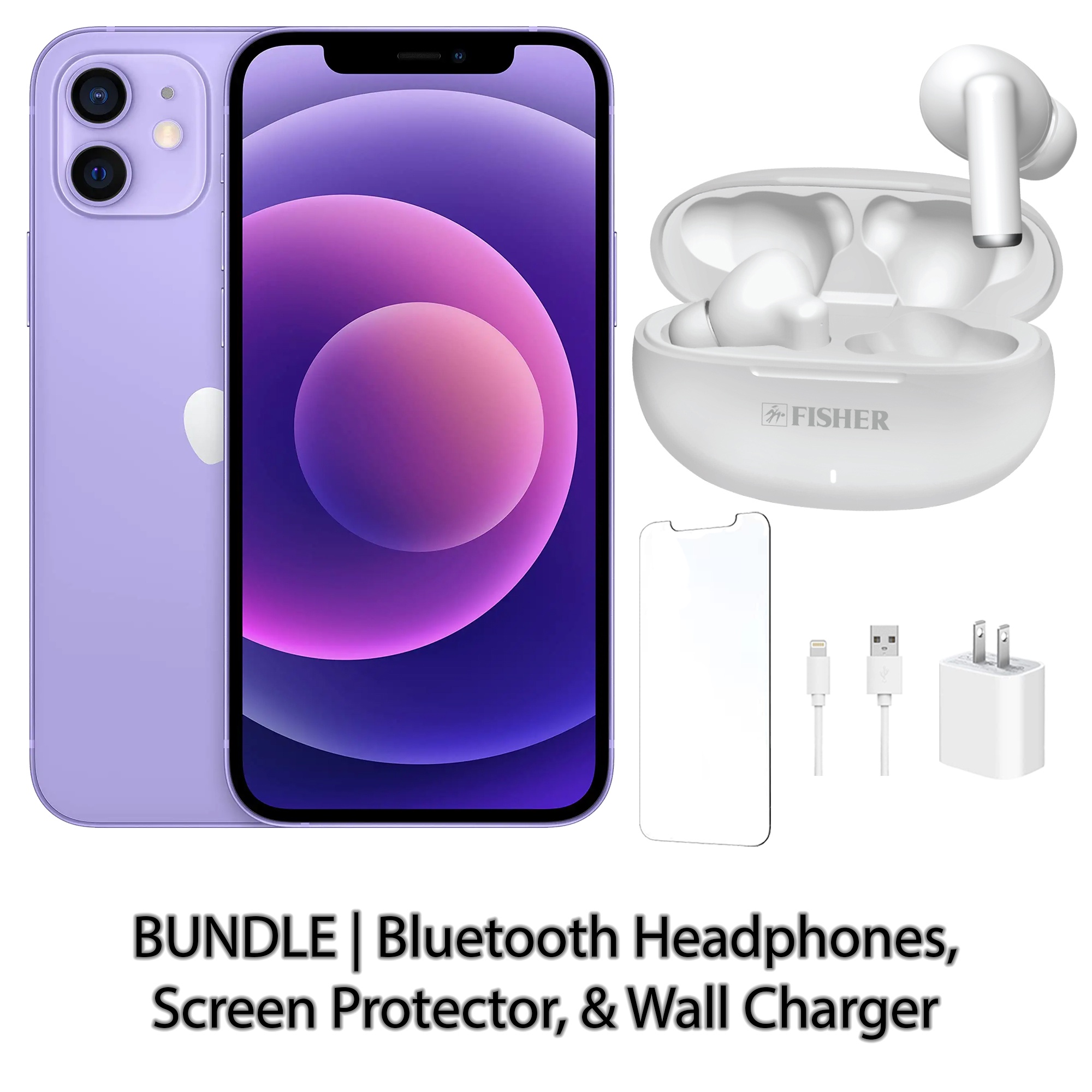 Restored Apple iPhone 12 256GB Purple Fully Unlocked Bundle: Bluetooth  Headphones, Screen Protector, & Wall Charger (Refurbished)