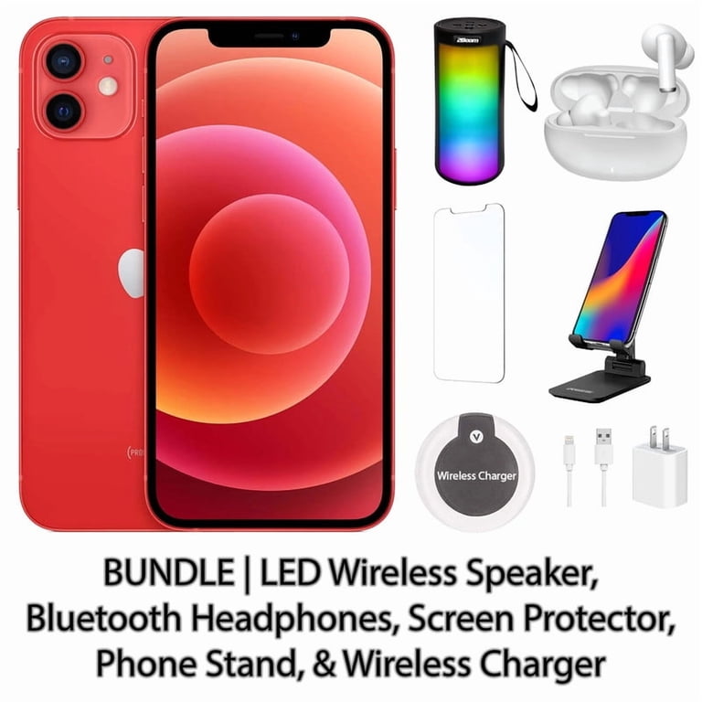 Restored Apple iPhone 12 256GB Red Fully Unlocked Bundle: LED Restored Apple iPhone 12 256GB Red Fully Unlocked Bundle: LED