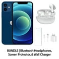 thumbnail image 1 of Restored Apple iPhone 12 64GB Blue Fully Unlocked Bundle: Bluetooth Headphones, Screen Protector, & Wall Charger (Refurbished), 1 of 4