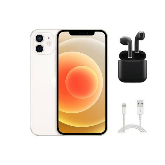 Restored Apple iPhone 12 Mini A2176 (Fully Unlocked) 64GB White w/ Wireless Earbuds (Refurbished)