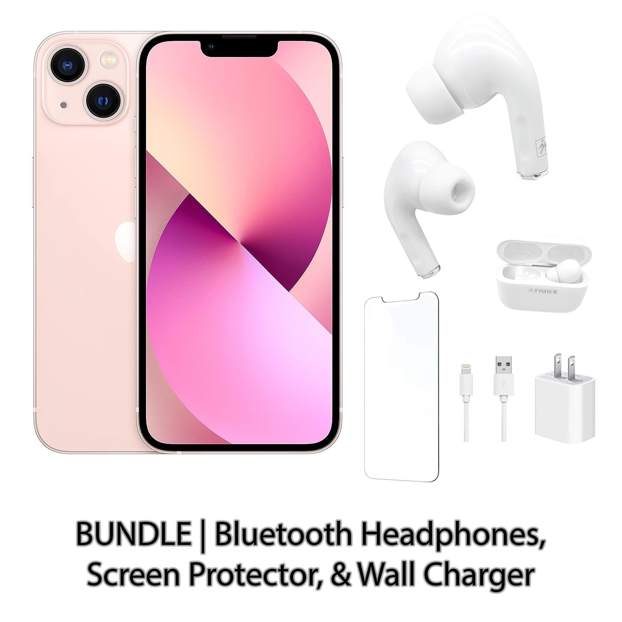 Restored Apple iPhone 13 128GB Pink Fully Unlocked Bundle: Bluetooth  Headphones
