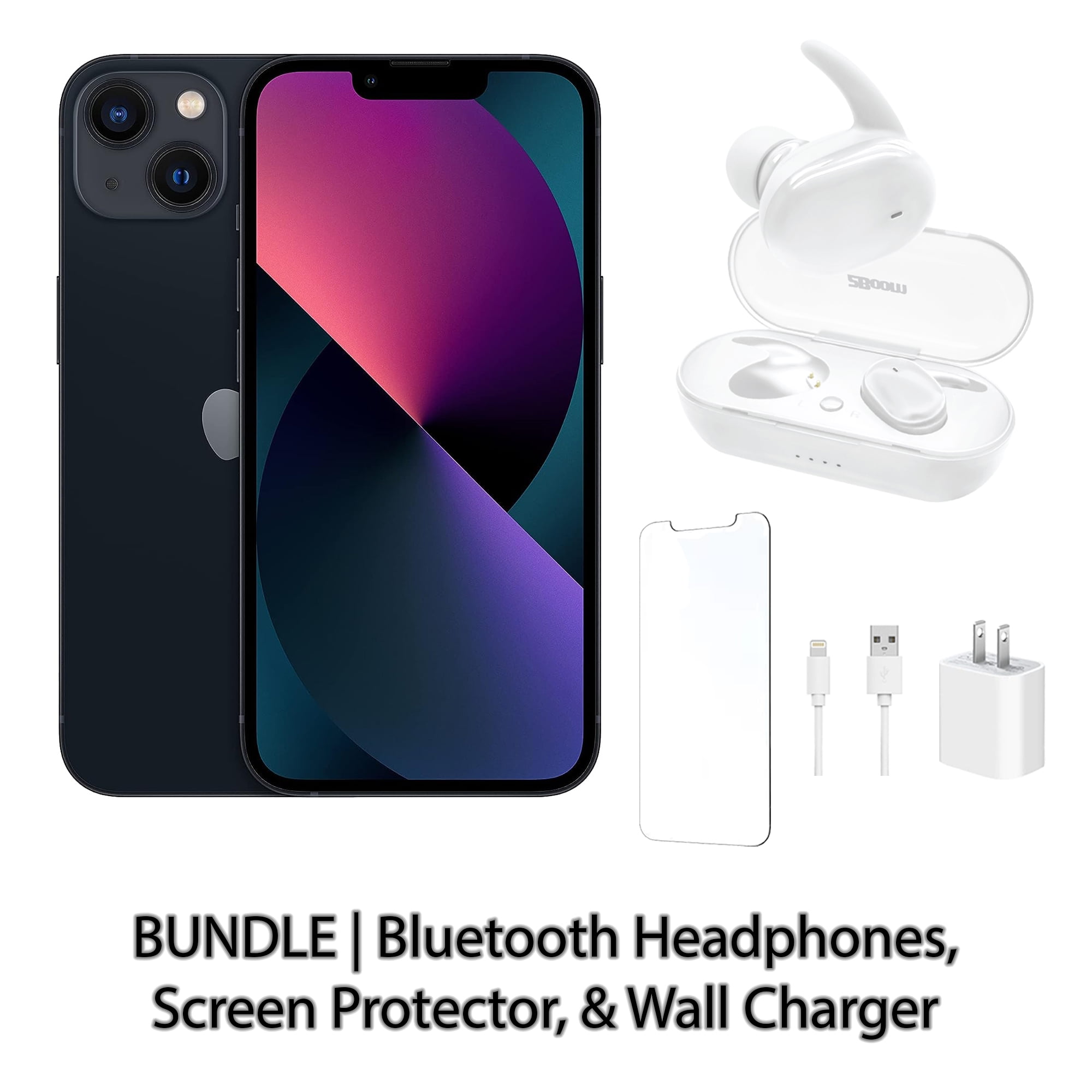 Restored Apple iPhone 13 512GB Midnight Fully Unlocked Bundle: Bluetooth Headphones, Screen Protector, & Wall Charger (Refurbished) Restored Apple iPhone 13 512GB Midnight Fully Unlocked Bundle: Bluetooth Headphones, Screen Protector, & Wall Charger (Refurbished)