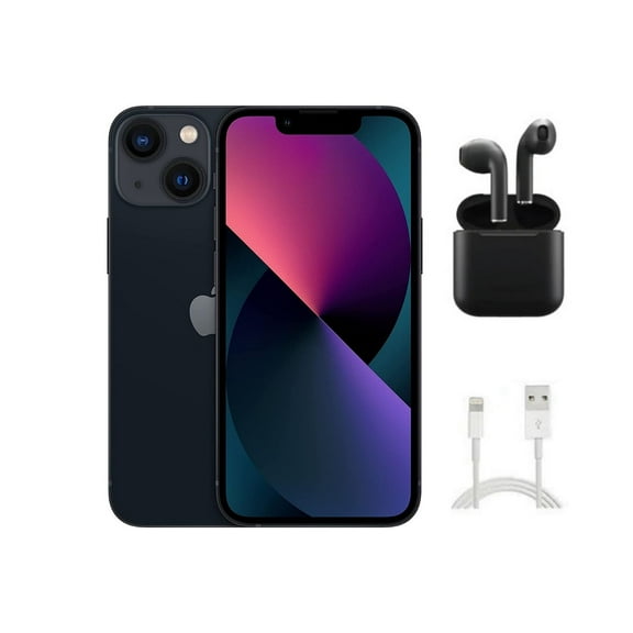 Restored Apple iPhone 13 Mini A2481 (Fully Unlocked) 128GB Midnight w/ Wireless Earbuds (Refurbished)