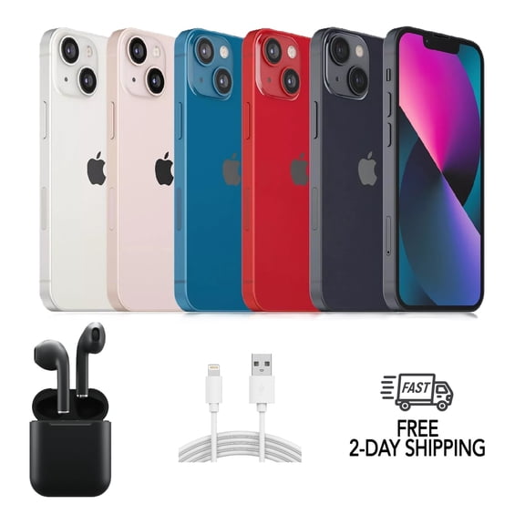 Restored Apple iPhone 13 Mini A2481 (Fully Unlocked) 256GB Red w/ Wireless Earbuds (Refurbished)
