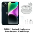 thumbnail image 1 of Restored Apple iPhone 14 128GB Midnight Fully Unlocked Bundle: Bluetooth Headphones, Screen Protector, & Wall Charger (Refurbished), 1 of 5