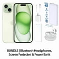 thumbnail image 1 of Restored Apple iPhone 15 128GB Green Fully Unlocked Bundle with 10,000 mAh Powerbank & Bluetooth Headphones (Refurbished), 1 of 7