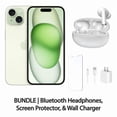 thumbnail image 1 of Restored Apple iPhone 15 128GB Green Fully Unlocked Bundle with Bluetooth Headphones, Screen Protector, & Wall Charger (Refurbished), 1 of 6
