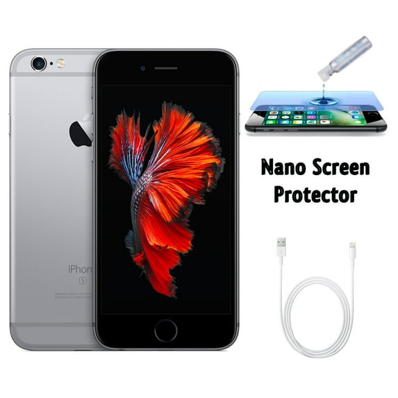 Restored Apple iPhone 6s (Fully Unlocked) 32GB Space Gray (A1633) Bundle with Liquid Nano Screen Protector (Refurbished)