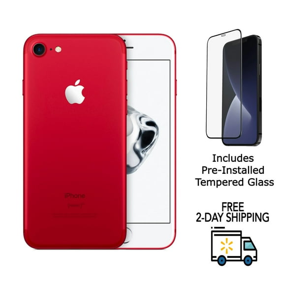 Restored Apple iPhone 7 A1660 (Fully Unlocked) 32GB Red (Grade A+) w/ Pre-Installed Tempered Glass