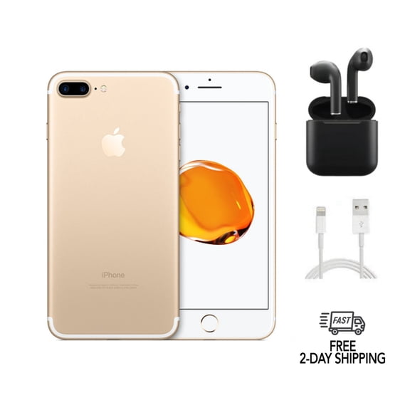 Restored Apple iPhone 7 Plus A1661 (Fully Unlocked) 32GB Gold w/ Wireless Earbuds (Refurbished)