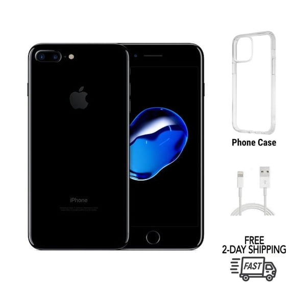 Restored Apple iPhone 7 Plus (Unlocked) 32GB Jet Black (A1661) Bundle with Clear Phone Case (Refurbished)