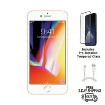 Restored Apple iPhone 8 (Unlocked) 256GB Gold (A1863) Bundle with Pre-Installed Tempered Glass (Refurbished)