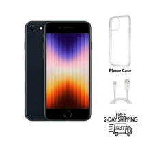 Restored Apple iPhone SE (3rd Gen) (Unlocked) 64GB Midnight (A2595) Bundle with Clear Phone Case (Refurbished)