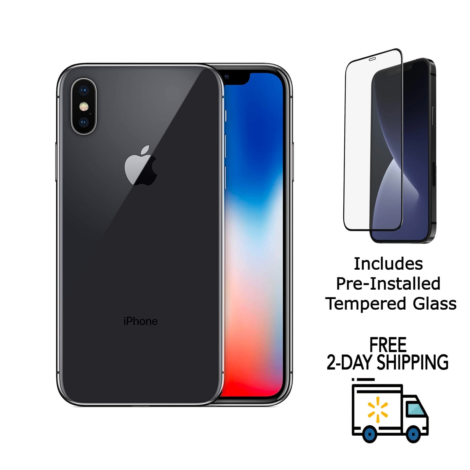 Restored Apple Iphone X A1865 Fully Unlocked 64gb Space Gray W Pre Installed Tempered Glass 6143