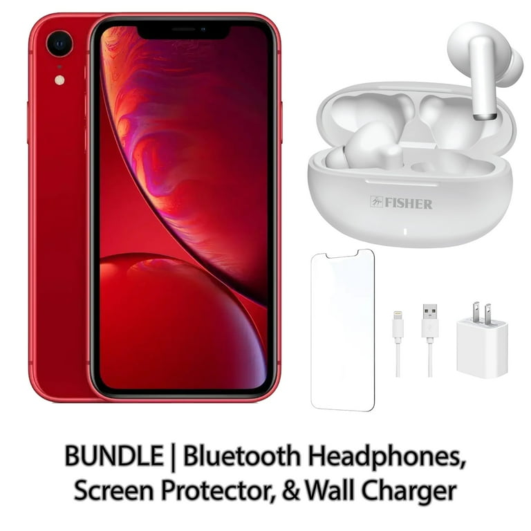 Restored Apple iPhone XR 128GB Red Fully Unlocked Bundle: Bluetooth  Headphones, Screen Protector, & Wall Charger (Refurbished)