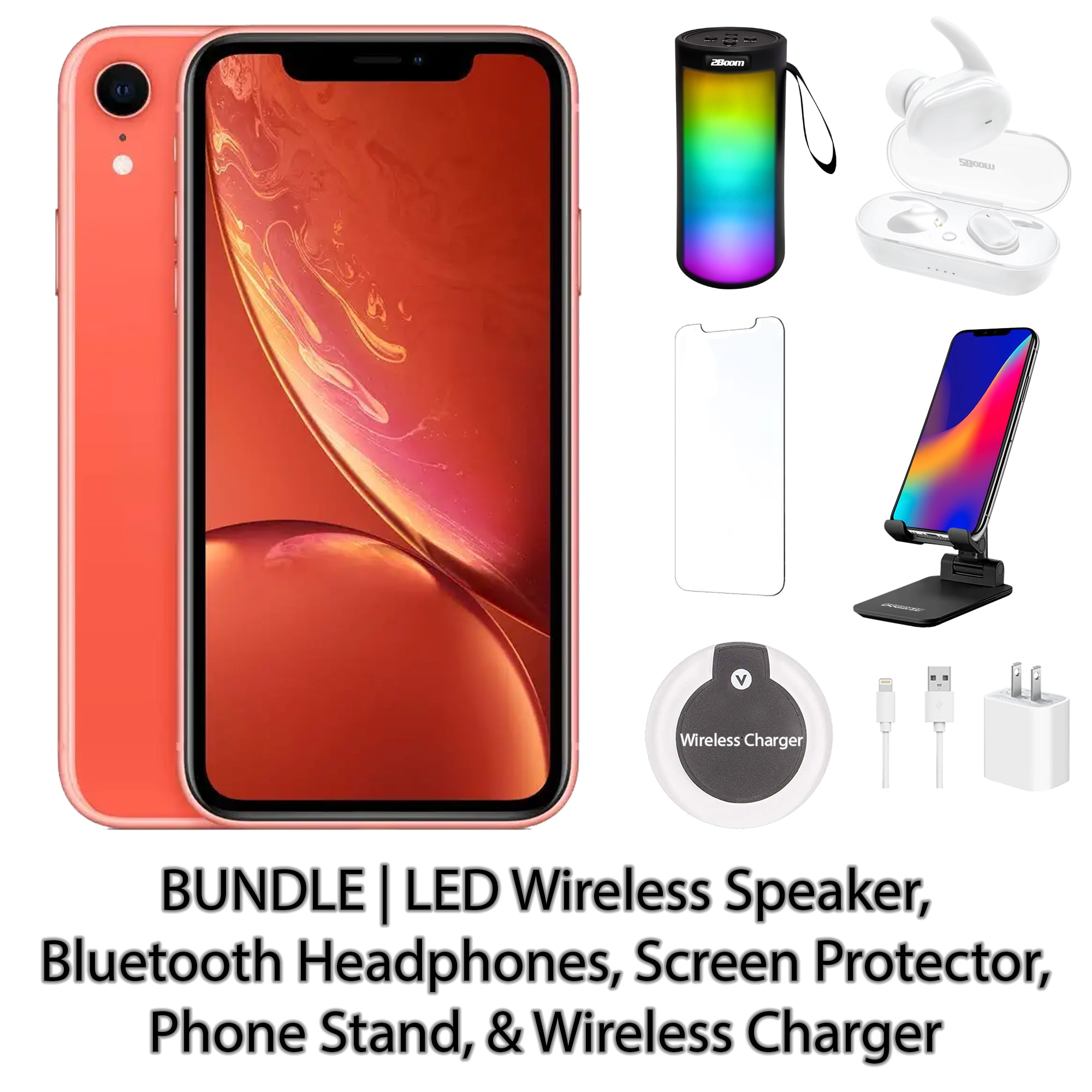 Restored Apple iPhone XR 64GB Red Fully Unlocked Bundle: LED Restored Apple iPhone XR 64GB Red Fully Unlocked Bundle: LED
