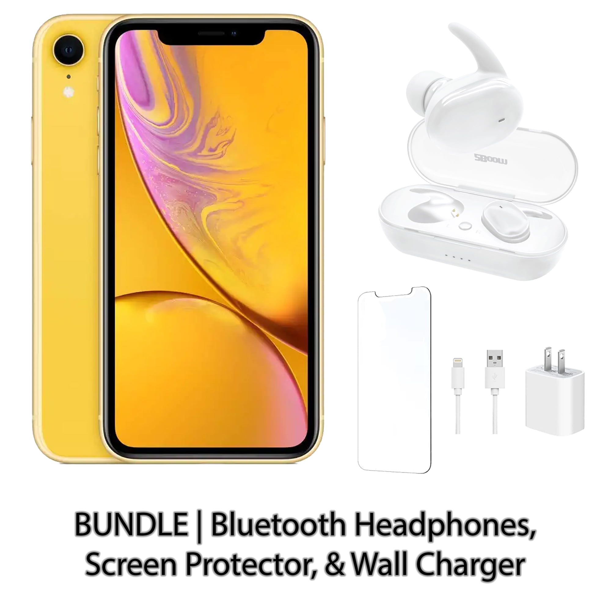 Restored Apple iPhone XR 128GB Black Fully Unlocked Bundle: Bluetooth Headphones, Screen Protector, & Wall Charger (Refurbished) - Walmart.com Restored Apple iPhone XR 128GB Black Fully Unlocked Bundle: Bluetooth Headphones, Screen Protector, & Wall Charger (Refurbished) - Walmart.com