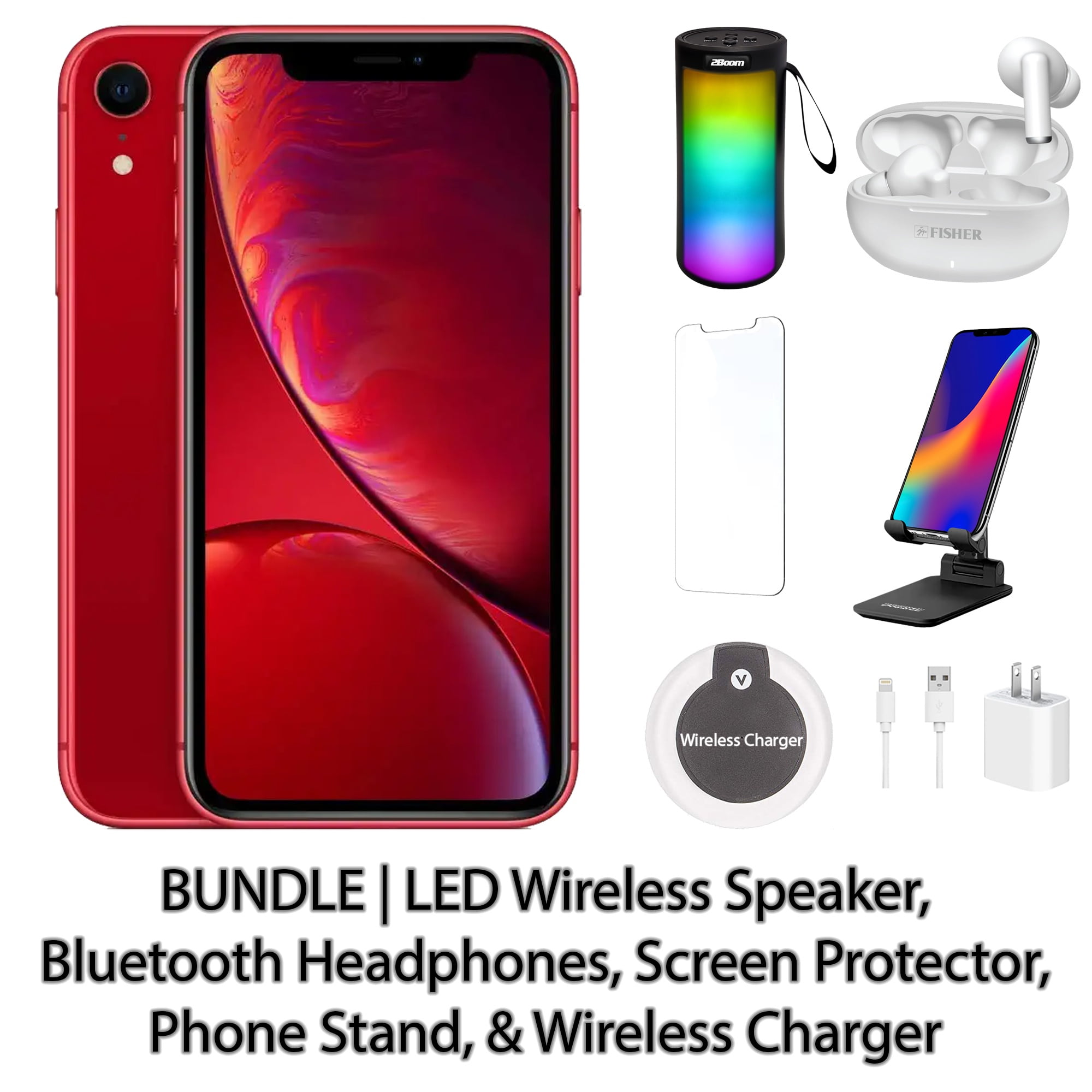 Restored Apple iPhone XR 256GB Blue Fully Unlocked Bundle Bluetooth Headphones Screen Protector Wall Charger Refurbished Walmart