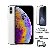 Restored Apple iPhone XS A1920 (Fully Unlocked) 64GB Silver w/ Pre-Installed Tempered Glass