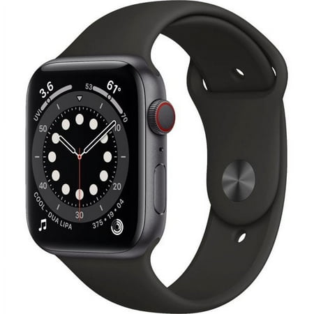 Restored AppleWatch Series 6 (GPS + Cellular, 44mm) - Space Gray Aluminum Case with Black Sport Band (Refurbished)