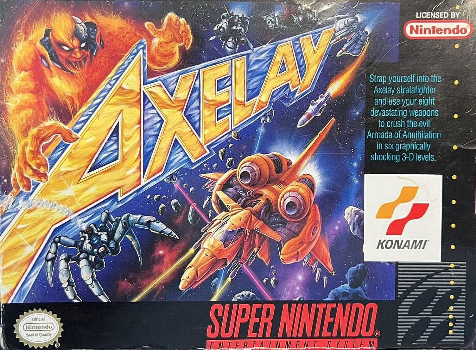 Restored Axelay (Super Nintendo, 1992) SNES Shooter Game (Refurbished)