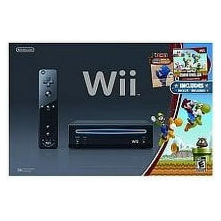 Restored Black Wii Console With New Super Mario Brothers (Refurbished)
