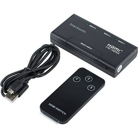 Restored Blackweb BWA17AV012 3-Device HDMI Switch With Remote Control (Refurbished)