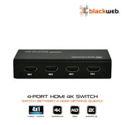 Restored Blackweb BWB17AV004E 4k 4-port hdmi switch with pip and ir wireless remote control (Refurbished)