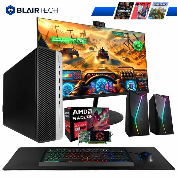 Restored Blair Tech HP 600G4 PC Gaming Computer Bundle - 24" Periphio Gaming Monitor - Periphio RGB Keyboard, Speakers, & Mouse - 2K Webcam (Refurbished)