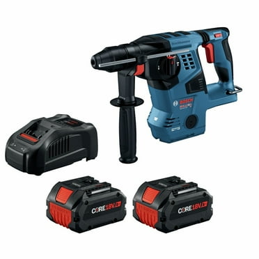 Restored Premium Bosch GBH18V-28CK28-RT 18V Brushless Connected-Ready SDS-Plus Bulldog Lithium-Ion 1-1/8 in. Cordless Rotary Hammer Kit with 2 Batteries (8 Ah) (Refurbished)