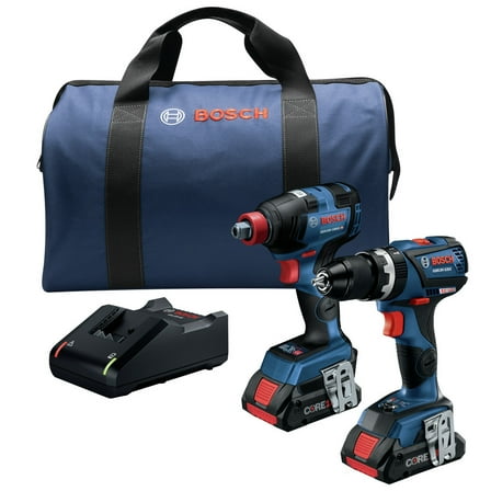 Restored Premium Bosch GXL18V-251B25-RT 18V Lithium-Ion Brushless Freak 1/4 in. and 1/2 in. 2-in-1 Bit/Socket Impact Driver / 1/2 in. Hammer Drill Driver Combo Kit (4 Ah) (Refurbished)