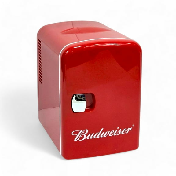 Restored Budweiser Portable 6-can 4 Liters Mini Fridge MIS135BUD Red (Refurbished)