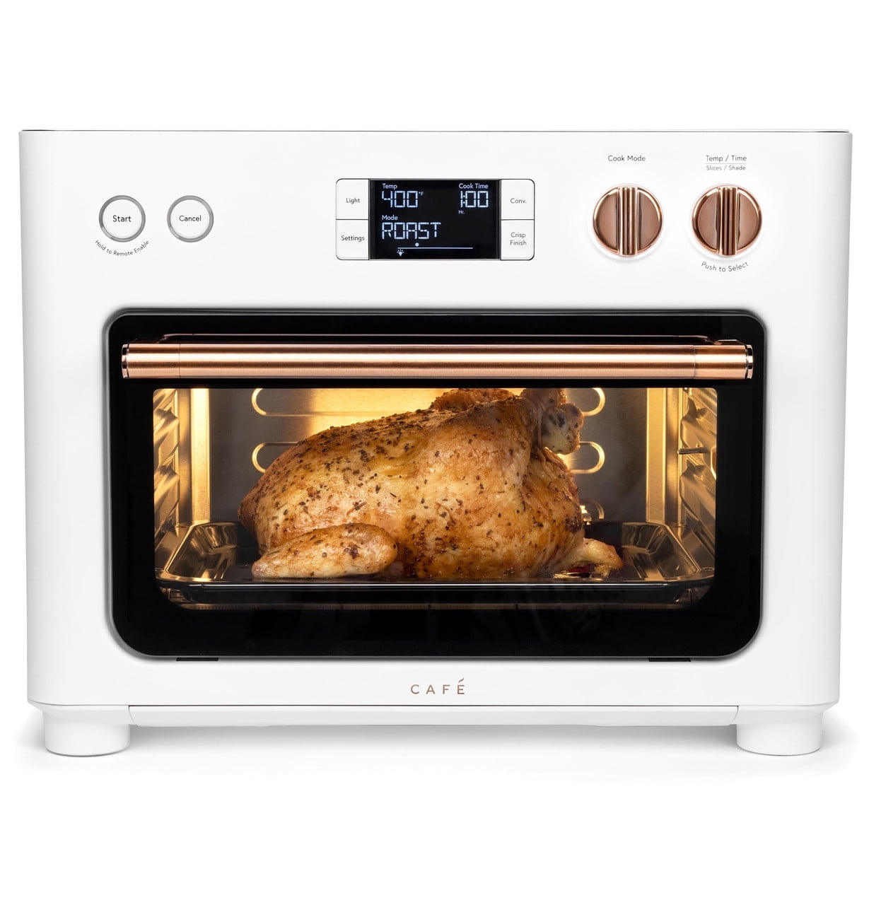 Café Matte White Air Fryer Toaster Oven with Copper Accents