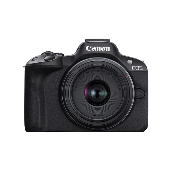 Restored Canon EOS R50 Mirrorless Vlogging Camera (Black) w/RF-S18-45mm F4.5-6.3 is STM Lens