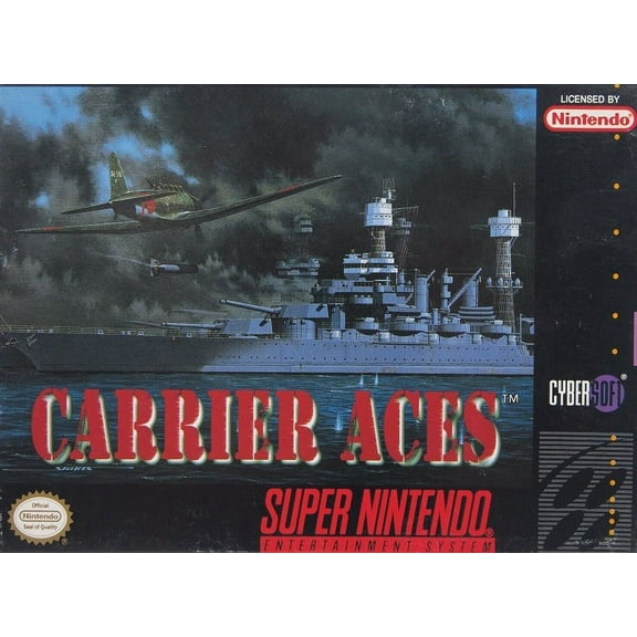 Restored Carrier Aces (Super Nintendo, 1995) SNES War Game (Refurbished)