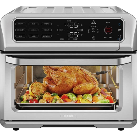 Restored Chefman ExacTemp Air Fryer Toaster Oven Combo with Probe Thermometer