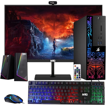 Restored Computer Desktop PC, Core i5-6500, TechMagnet Siwa 6, 27 Inch Monitor, 8GB RAM, 500GB HDD, 1GB Graphic Card, RGB Keyboard and Mouse, RGB Speaker, Webcam, WiFi, Win 10 Pro (Refurbished)