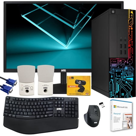 Restored Computer Desktop PC, Core i5, Siwa 8, 16GB RAM, 2TB HDD, 27 inch Monitor, Wireless Ergonomic Keyboard Mouse, Speaker, Webcam, Office 365, Wi-Fi, Win 11 Home (Refurbished)