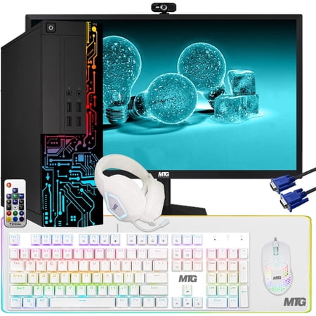 Restored Computer Desktop PC, Core i7, TechMagnet Siwa 8, 16GB RAM, 2TB HDD, 27 Inch Monitor, Gaming Kit with Webcam, WiFi, Win 11 Home (Refurbished)