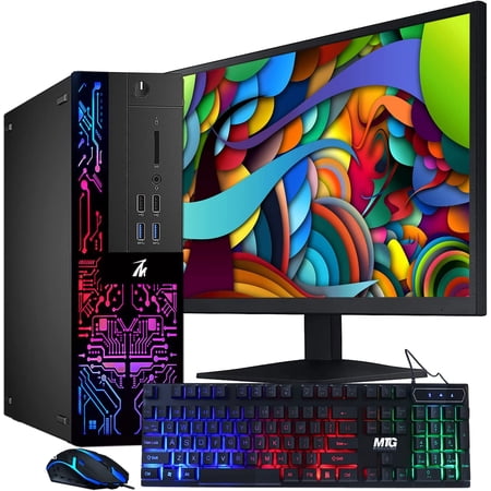 Restored Computer Desktop PC, Intel Core i5-6500, TechMagnet Siwa 6, 16GB RAM, 240GB SSD (Fast Boot), 1TB HDD, RGB Keyboard Mouse, WiFi, 22-inch Monitor, Windows 10 Professional (Refurbished)