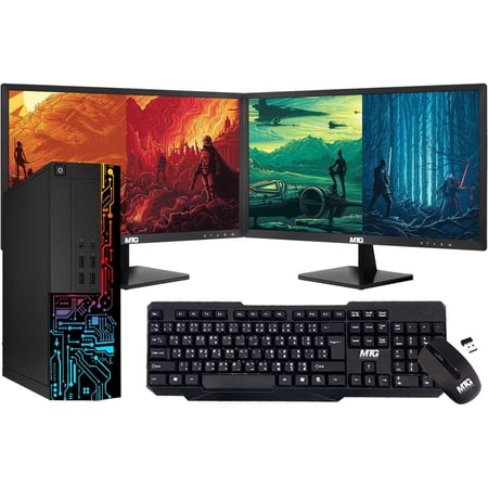 Restored Computer Desktop PC, Intel Core i5, TechMagnet Siwa 8, 8GB RAM, 128 GB Boot + 1TB HDD, Dual 27 Inch Monitor, MTG Wireless Keyboard Mouse, WiFi, Win 11 Home (Refurbished)