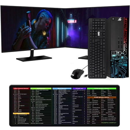 Restored Computer Desktop PC, Intel Core i5, TechMagnet Siwa 8, 8GB RAM, 128GB SSD Boot + 500 GB HDD, New MTG Dual 24 Inch Monitor, MTG USB Wired Keyboard Mouse, WiFi, Win 11 Home (Refurbished)