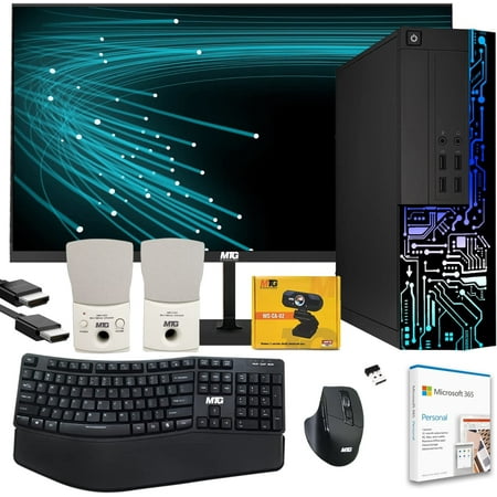Restored Computer Desktop PC, Intel Core i5, TechMagnet Siwa 8, 8GB RAM, 1TB HDD, New MTG 24 Inch Monitor, MTG Wireless Ergonomic Keyboard Mouse, Speaker, Webcam with Office 365, WiFi, Win 10 Pro (Refurbished)