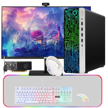 HP G3 Computer Desktop PC, Intel Core i7 6th Gen, GT 1030 Graphics, 16GB RAM, 480GB SSD | 2TB HDD, Gaming Kit, Webcam, New MTG 24 inch Monitor Windows 10 Pro (Renewed)