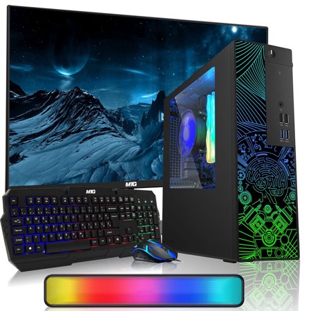 Restored TechMagnet RGB Desktop Computer PC - Intel Core i5, 16GB ARGB RAM, 256GB SSD, 24 inch Monitor with RGB keyboard with AI-enabled Copilot key Mouse and RGB Soundbar Win 10 Pro (Refurbished)